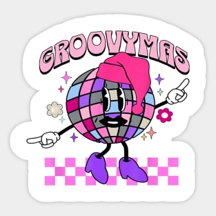 Groovy And Bright Disco Christmas Ball Santa Hat Xmas Sticker